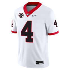 Alternative view of KJ Bolden Georgia Bulldogs Football White Away Jersey w/ SEC Patch - All Stitched
