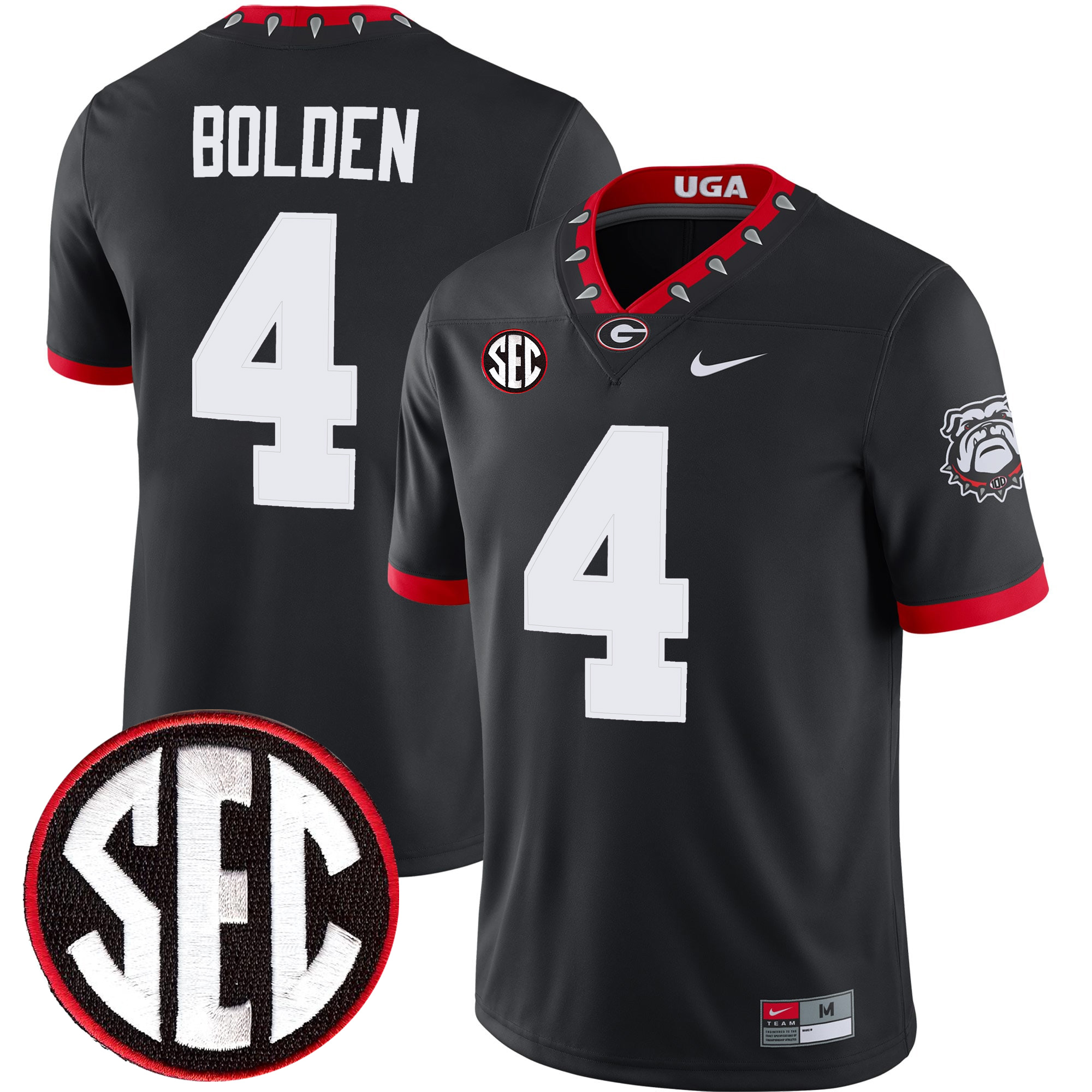 KJ Bolden Georgia Bulldogs Football Black 1980 Throwback Jersey w/ SEC Patch - All Stitched