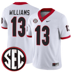 Mykel Williams Georgia Bulldogs Football White Away Game Jersey w/ SEC Patch - All Stitched