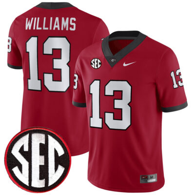 Mykel Williams Georgia Bulldogs Football Red Home Jersey w/ SEC Patch - All Stitched
