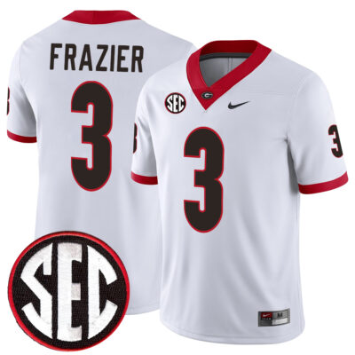 Nate Frazier Georgia Bulldogs Football White Away Game Jersey w/ SEC Patch - All Stitched