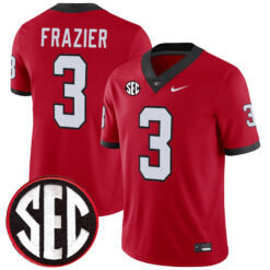 Nate Frazier Georgia Bulldogs Football Red Home Jersey w/ SEC Patch - All Stitched