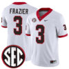 Nate Frazier Georgia Bulldogs Football White Away Jersey w/ SEC Patch - All Stitched