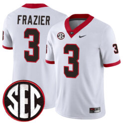 Nate Frazier Georgia Bulldogs Football White Away Jersey w/ SEC Patch - All Stitched