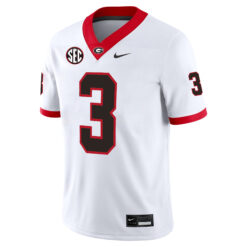 Alternative view of Nate Frazier Georgia Bulldogs Football White Away Jersey w/ SEC Patch - All Stitched