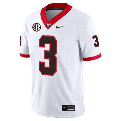 Alternative view of Nate Frazier Georgia Bulldogs Football White Away Jersey w/ SEC Patch - All Stitched