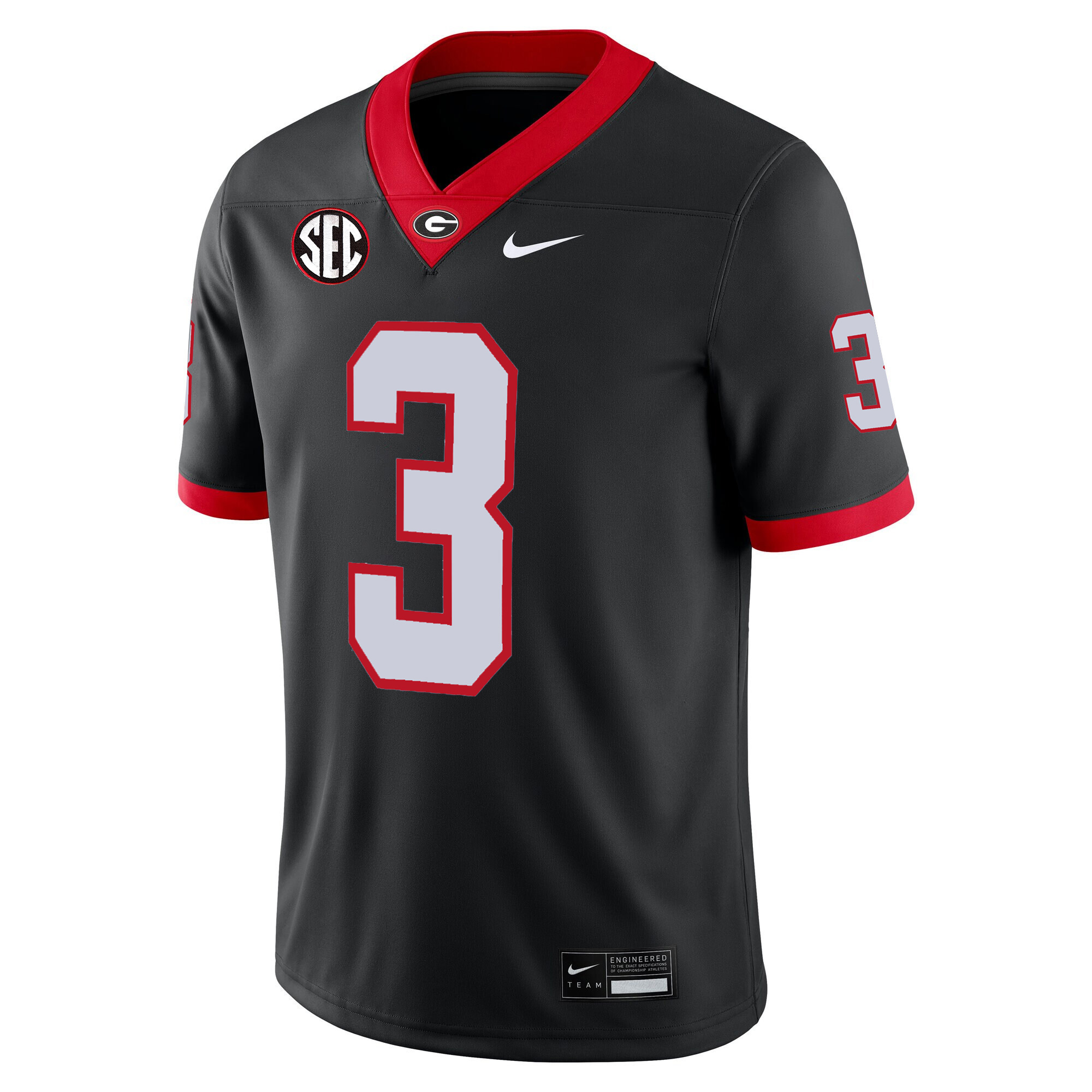 Nate Frazier Georgia Bulldogs Football Black Alternate Jersey w/ SEC Patch - All Stitched - Image 2