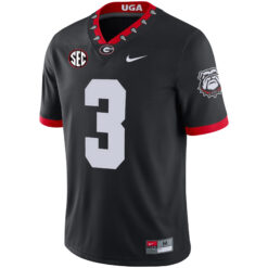 Alternative view of Nate Frazier Georgia Bulldogs Football Black 1980 Throwback Jersey w/ SEC Patch - All Stitched