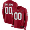 Custom Arizona Cardinals Cardinal Therma Long Sleeve Jersey - All Stitched