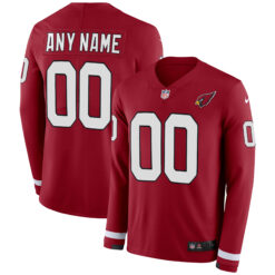 Custom Arizona Cardinals Cardinal Therma Long Sleeve Jersey - All Stitched