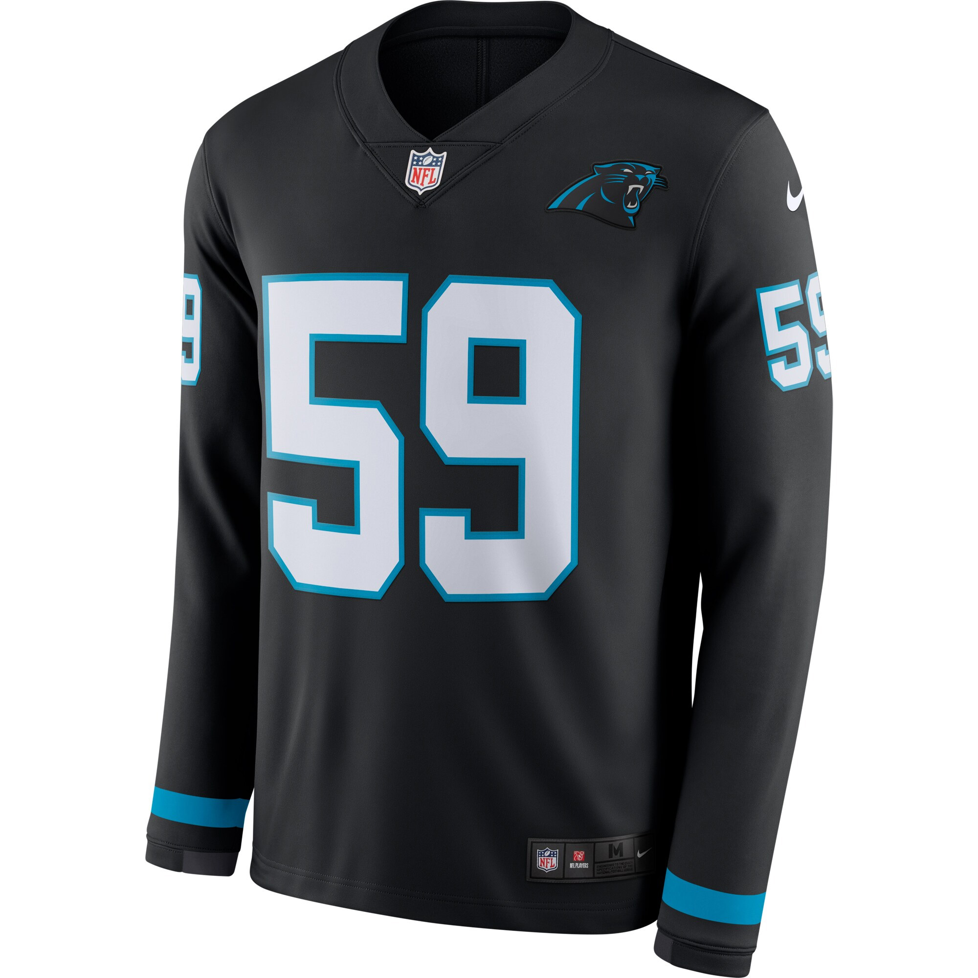 Cam Newton Carolina Panthers Black Therma Long Sleeve Jersey - All Stitched - Image 2