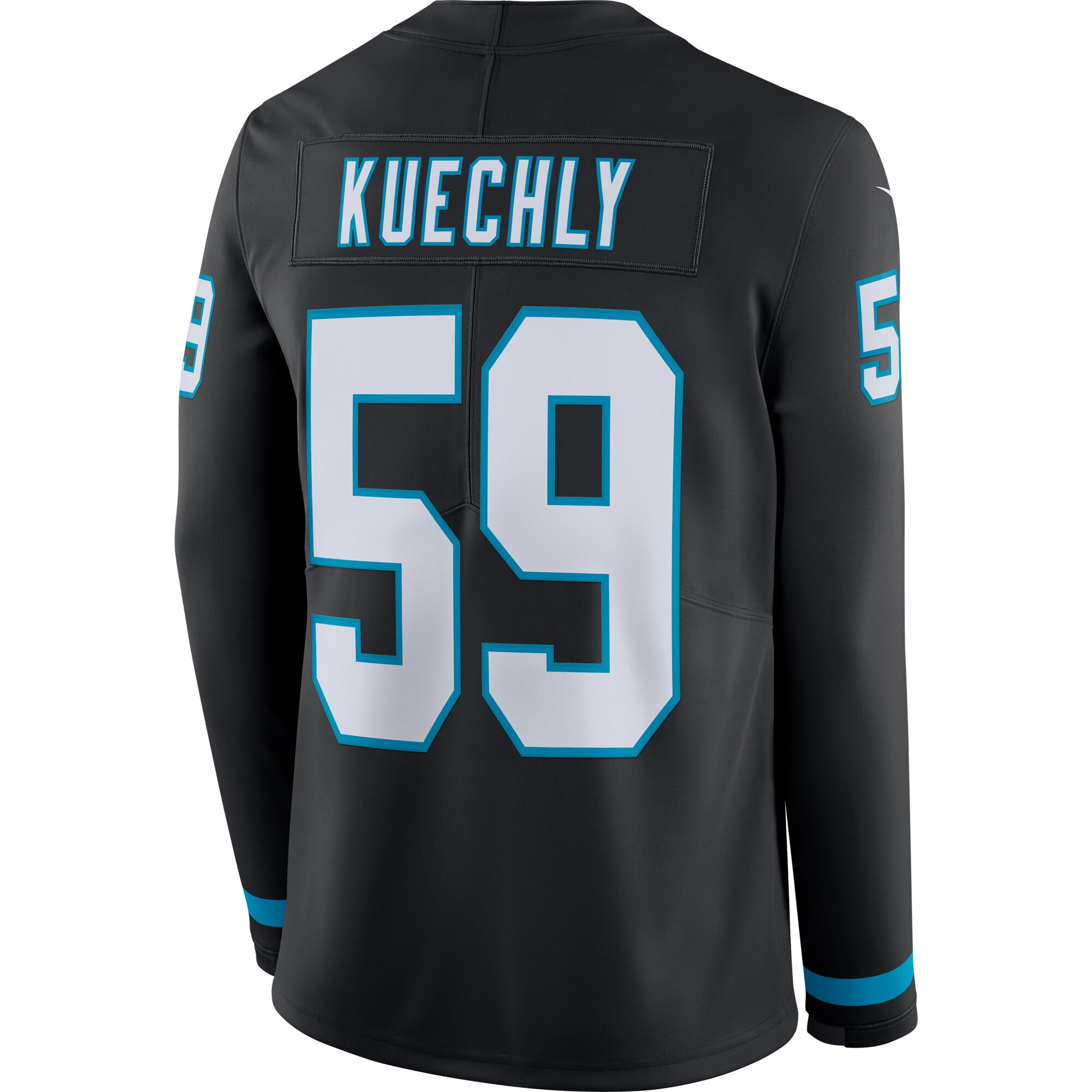 Cam Newton Carolina Panthers Black Therma Long Sleeve Jersey - All Stitched - Image 3