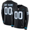 Custom Carolina Panthers Black Therma Long Sleeve Jersey - All Stitched