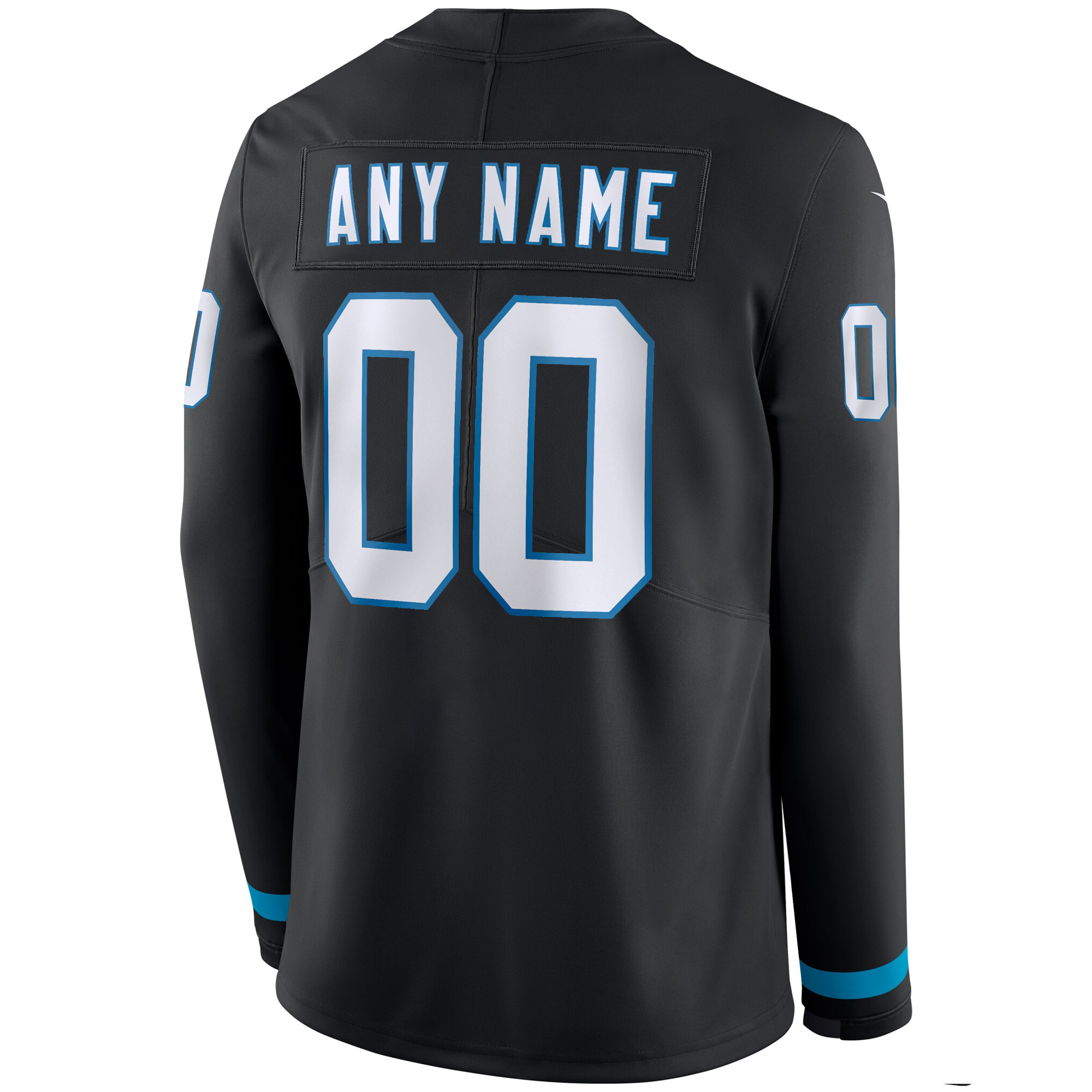 Custom Carolina Panthers Black Therma Long Sleeve Jersey - All Stitched - Image 3