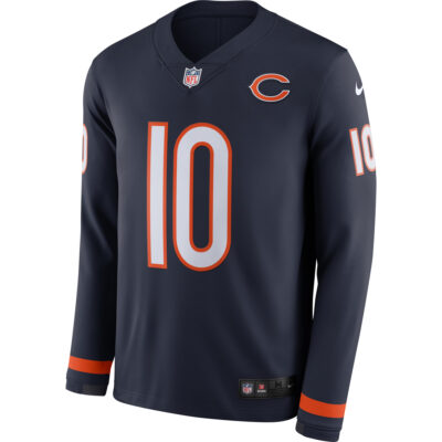 Alternative view of Mitchell Trubisky Chicago Bears Navy Therma Long Sleeve Jersey - All Stitched