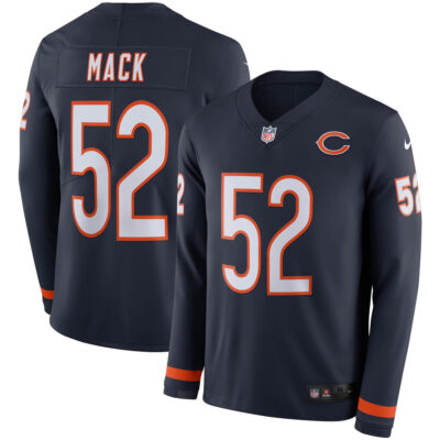Khalil Mack Chicago Bears Navy Therma Long Sleeve Jersey - All Stitched