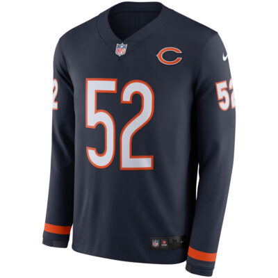 Alternative view of Khalil Mack Chicago Bears Navy Therma Long Sleeve Jersey - All Stitched