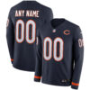Custom Chicago Bears Navy Therma Long Sleeve Jersey - All Stitched