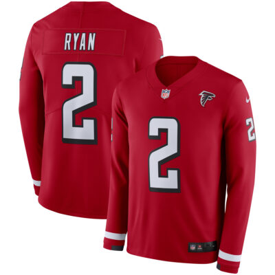 Matt Ryan Atlanta Falcons Red Therma Long Sleeve Jersey - All Stitched
