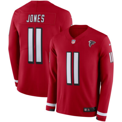 Julio Jones Atlanta Falcons Red Therma Long Sleeve Jersey - All Stitched