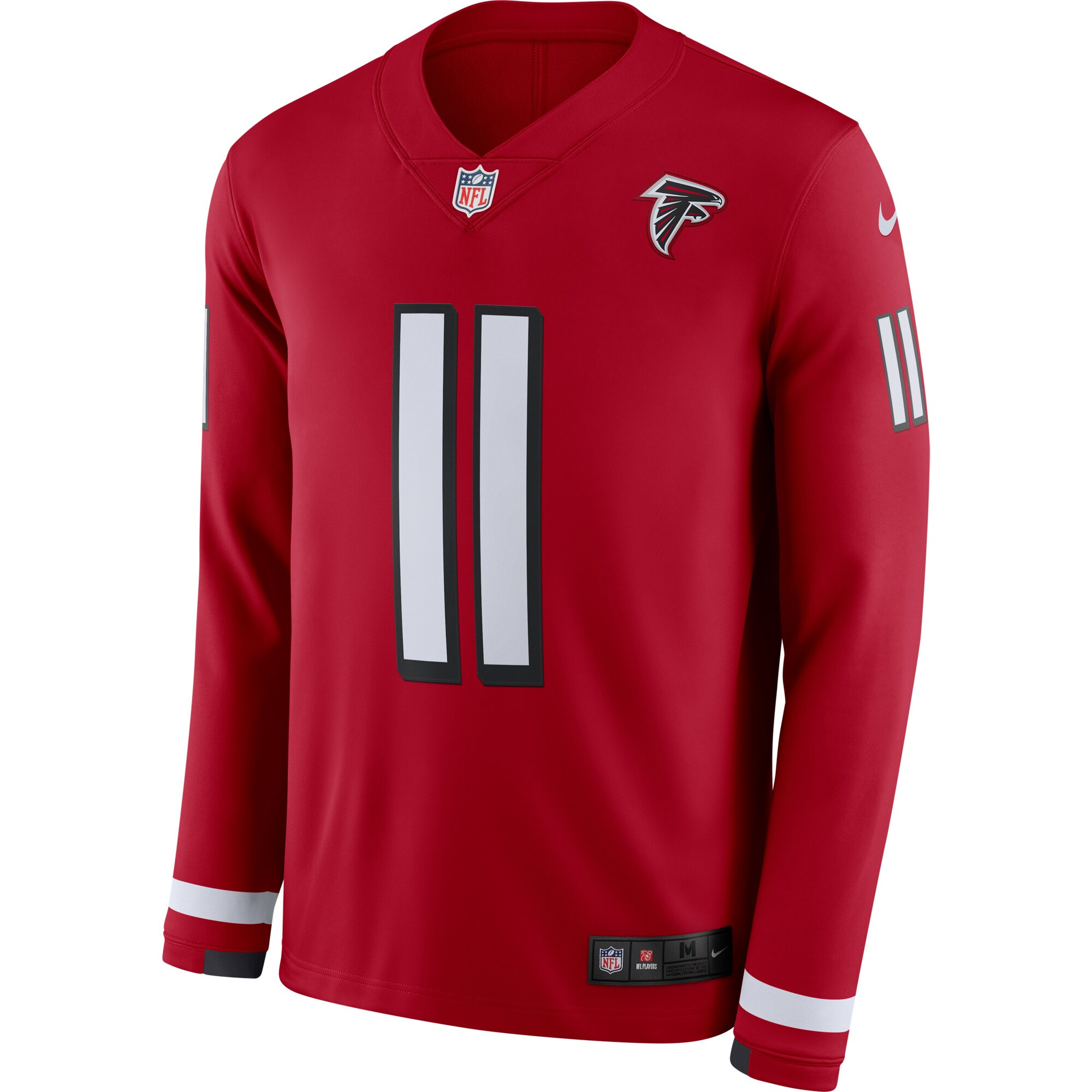 Julio Jones Atlanta Falcons Red Therma Long Sleeve Jersey - All Stitched - Image 2