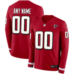 Custom Atlanta Falcons Red Therma Long Sleeve Jersey - All Stitched
