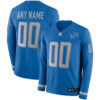 Custom Detroit Lions Blue Therma Long Sleeve Jersey - All Stitched