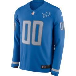Alternative view of Custom Detroit Lions Blue Therma Long Sleeve Jersey - All Stitched