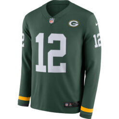 Alternative view of Aaron Rodgers Green Bay Packers Green Therma Long Sleeve Jersey - All Stitched
