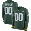 Custom Green Bay Packers Green Therma Long Sleeve Jersey - All Stitched