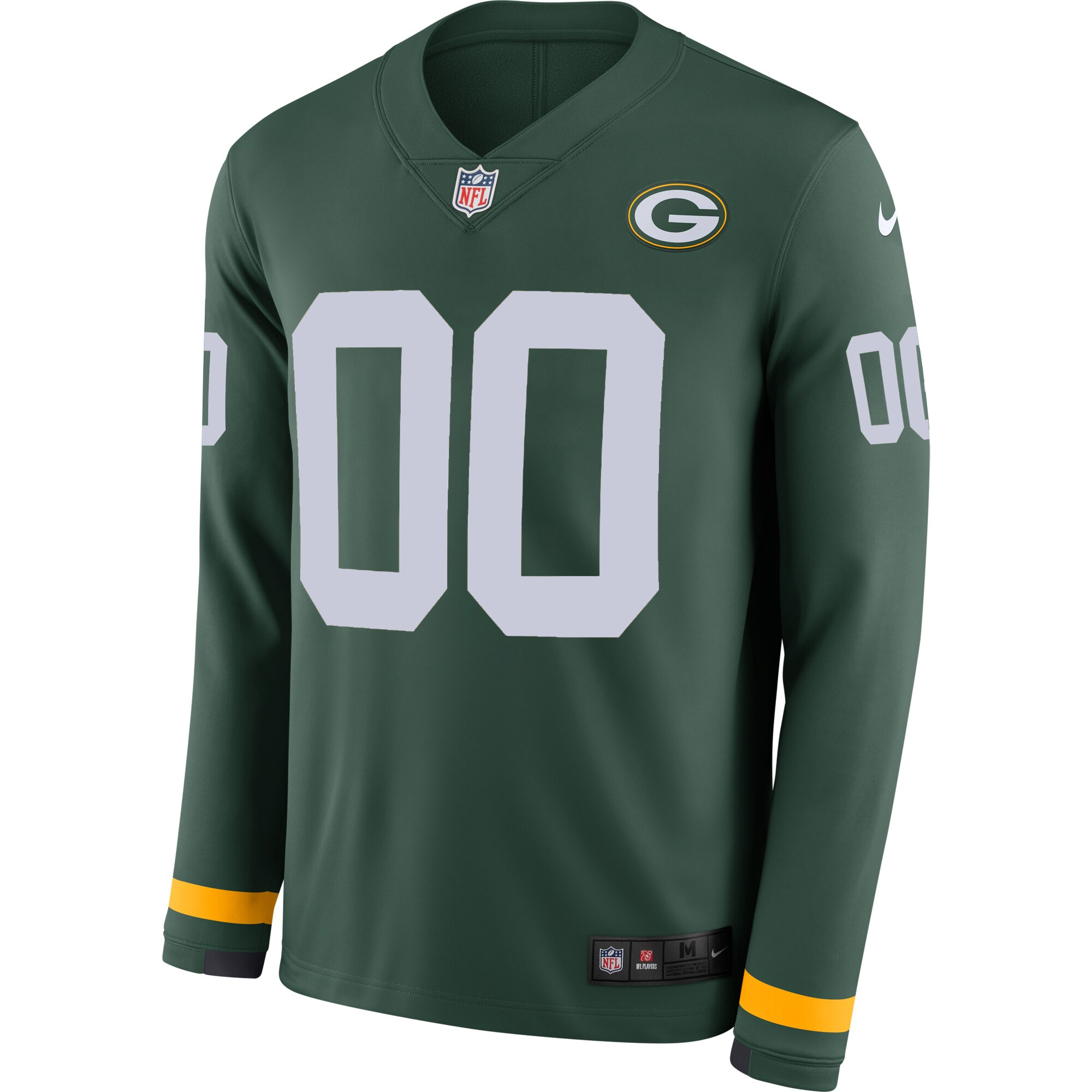 Custom Green Bay Packers Green Therma Long Sleeve Jersey - All Stitched - Image 2