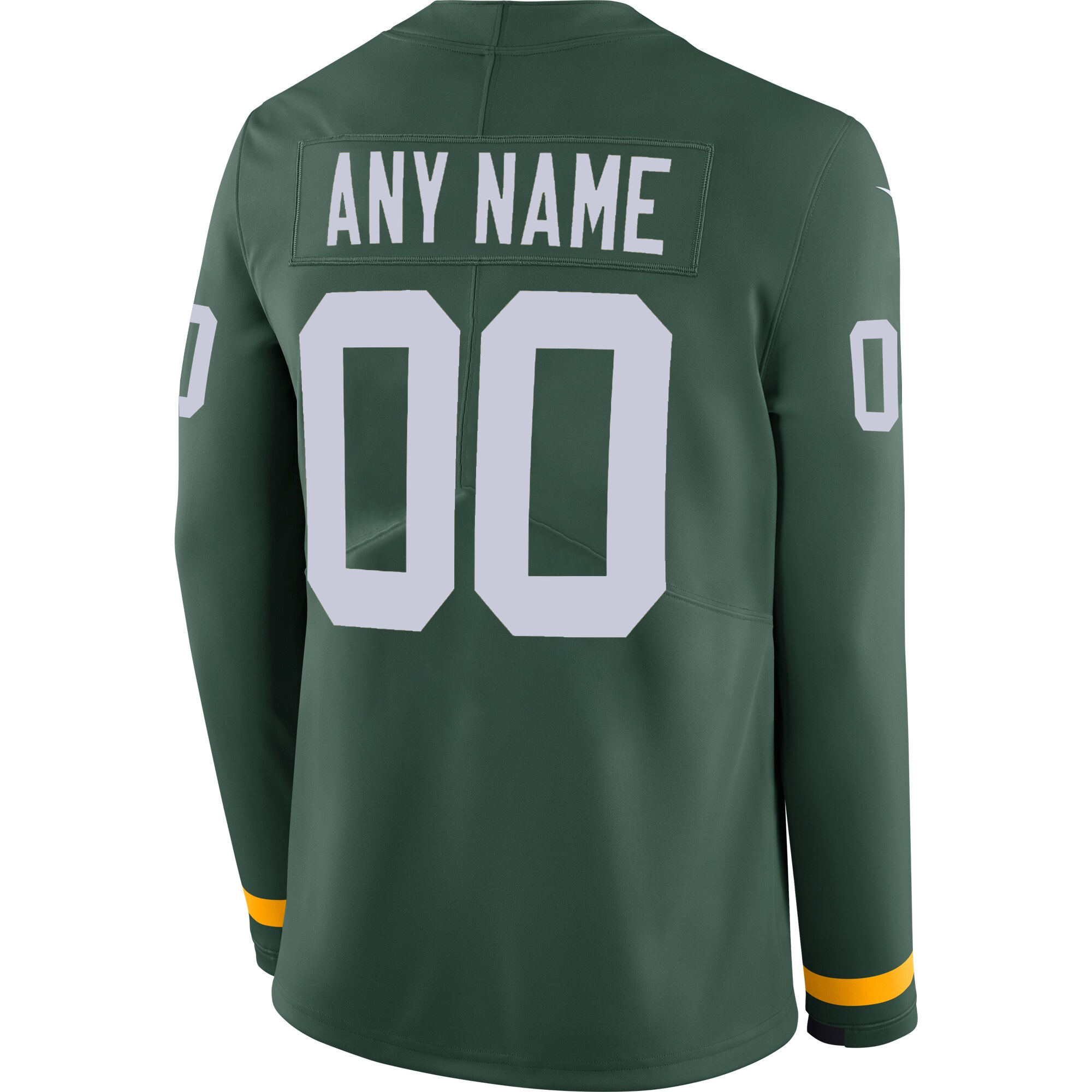 Custom Green Bay Packers Green Therma Long Sleeve Jersey - All Stitched - Image 3