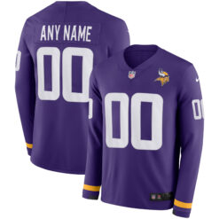 Custom Minnesota Vikings Purple Therma Long Sleeve Jersey - All Stitched