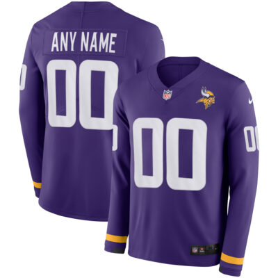 Custom Minnesota Vikings Purple Therma Long Sleeve Jersey - All Stitched