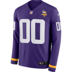Alternative view of Custom Minnesota Vikings Purple Therma Long Sleeve Jersey - All Stitched