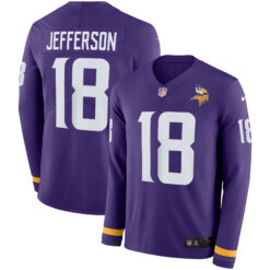 Justin Jefferson Minnesota Vikings Purple Therma Long Sleeve Jersey - All Stitched