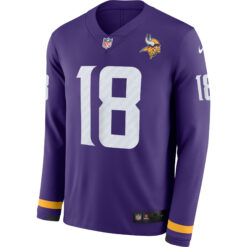 Alternative view of Justin Jefferson Minnesota Vikings Purple Therma Long Sleeve Jersey - All Stitched