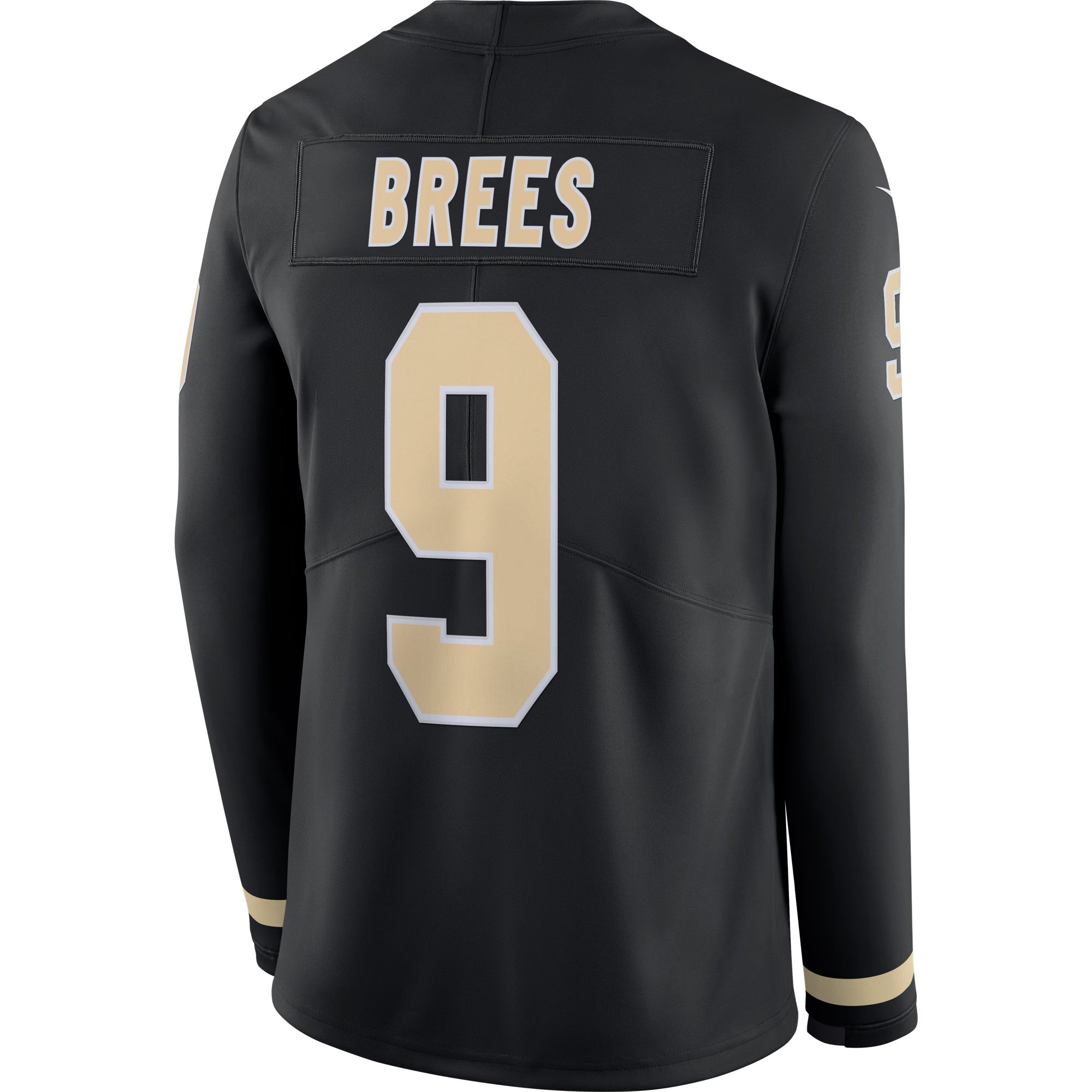 Drew Brees New Orleans Saints Black Therma Long Sleeve Jersey - All Stitched - Image 3