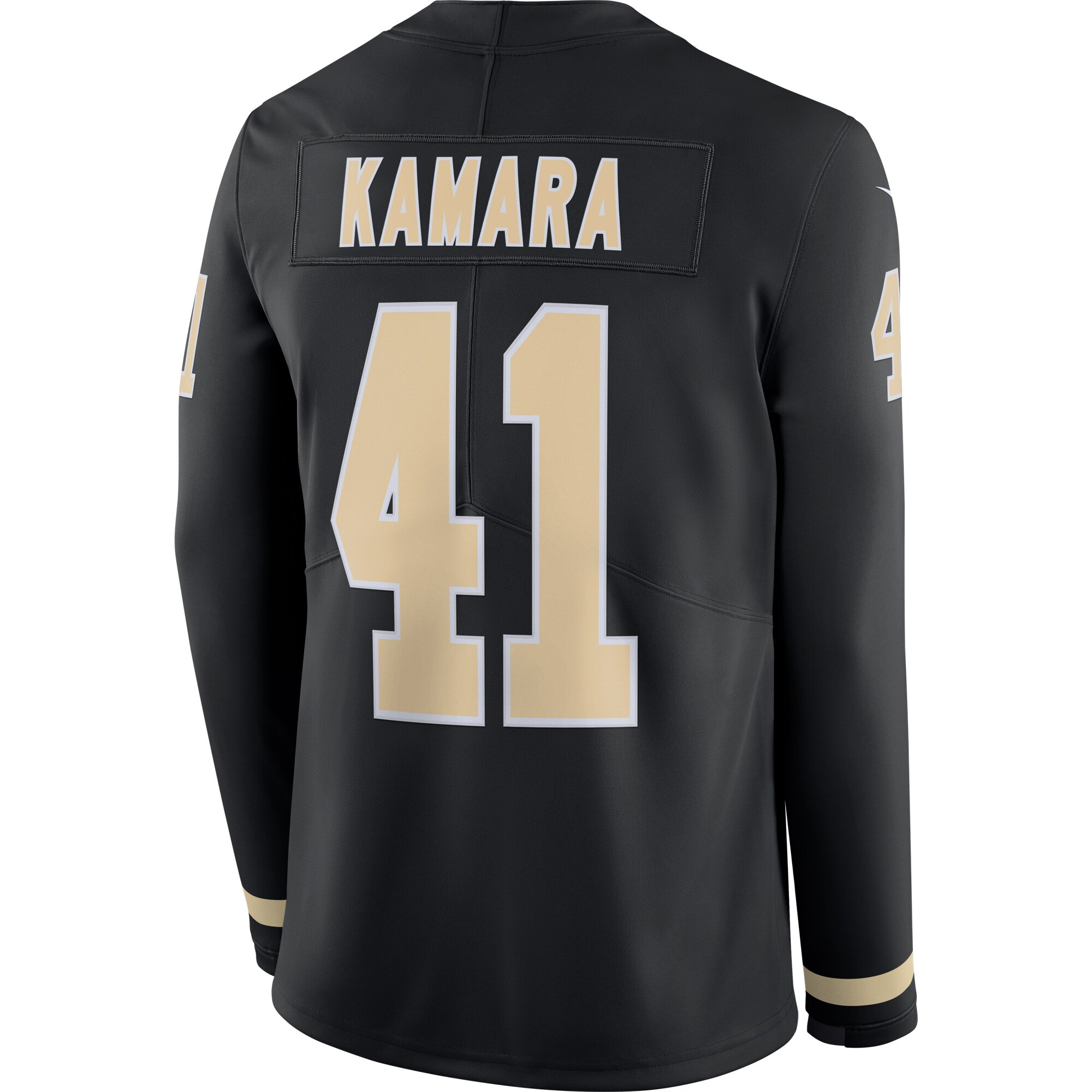 Alvin Kamara New Orleans Saints Black Therma Long Sleeve Jersey - All Stitched - Image 3