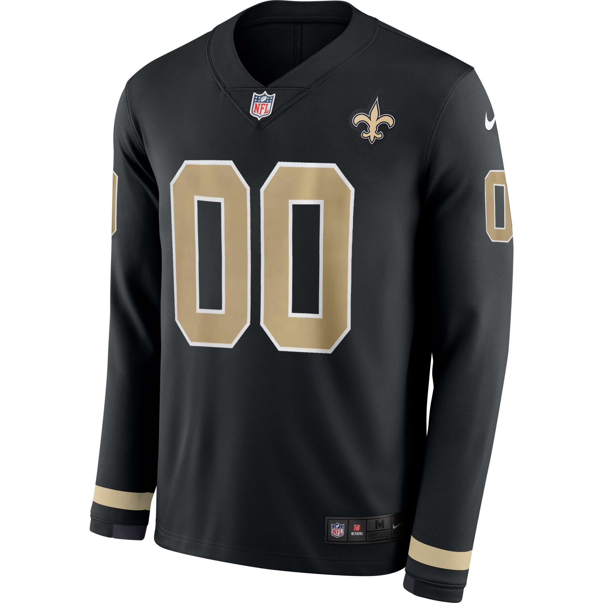Custom New Orleans Saints Black Therma Long Sleeve Jersey - All Stitched - Image 2