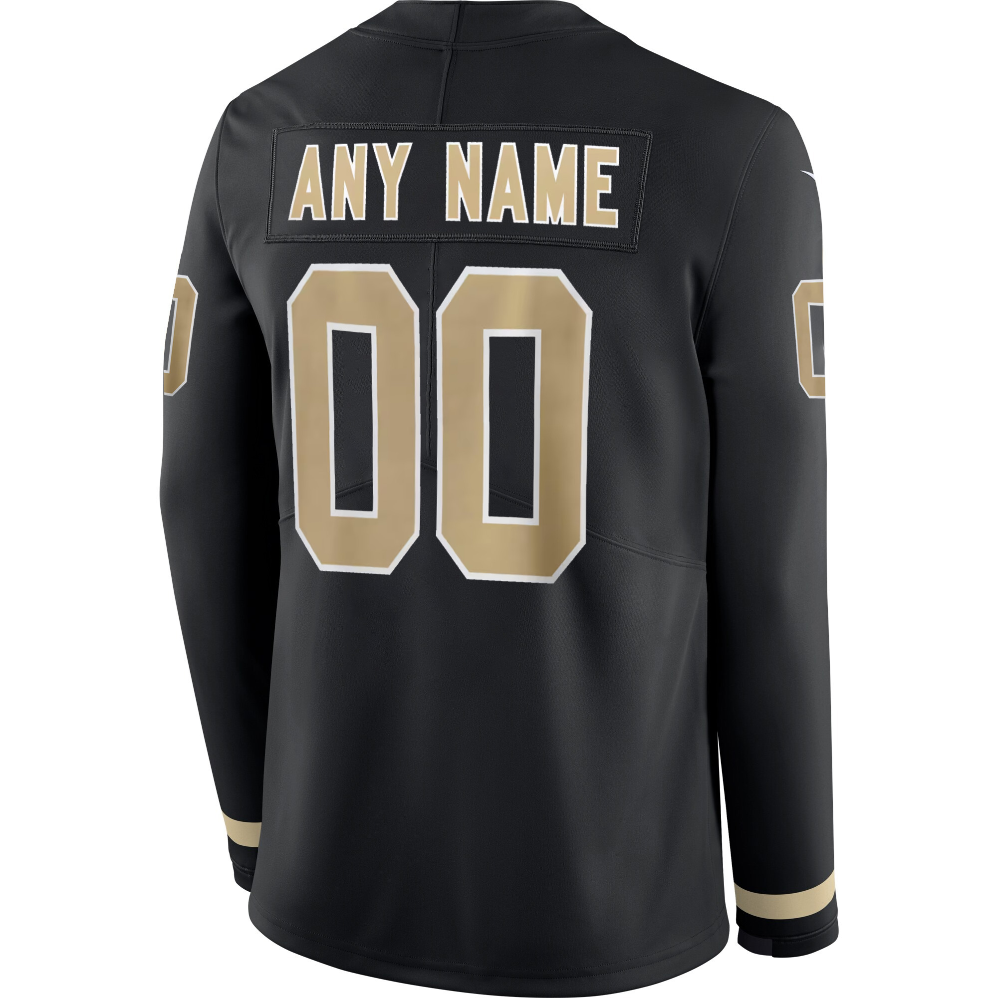 Custom New Orleans Saints Black Therma Long Sleeve Jersey - All Stitched - Image 3