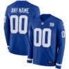 Custom New York Giants Royal Therma Long Sleeve Jersey - All Stitched