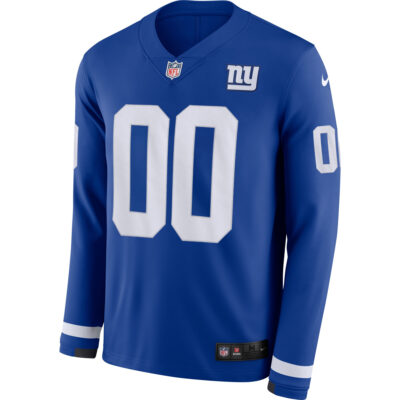 Alternative view of Custom New York Giants Royal Therma Long Sleeve Jersey - All Stitched