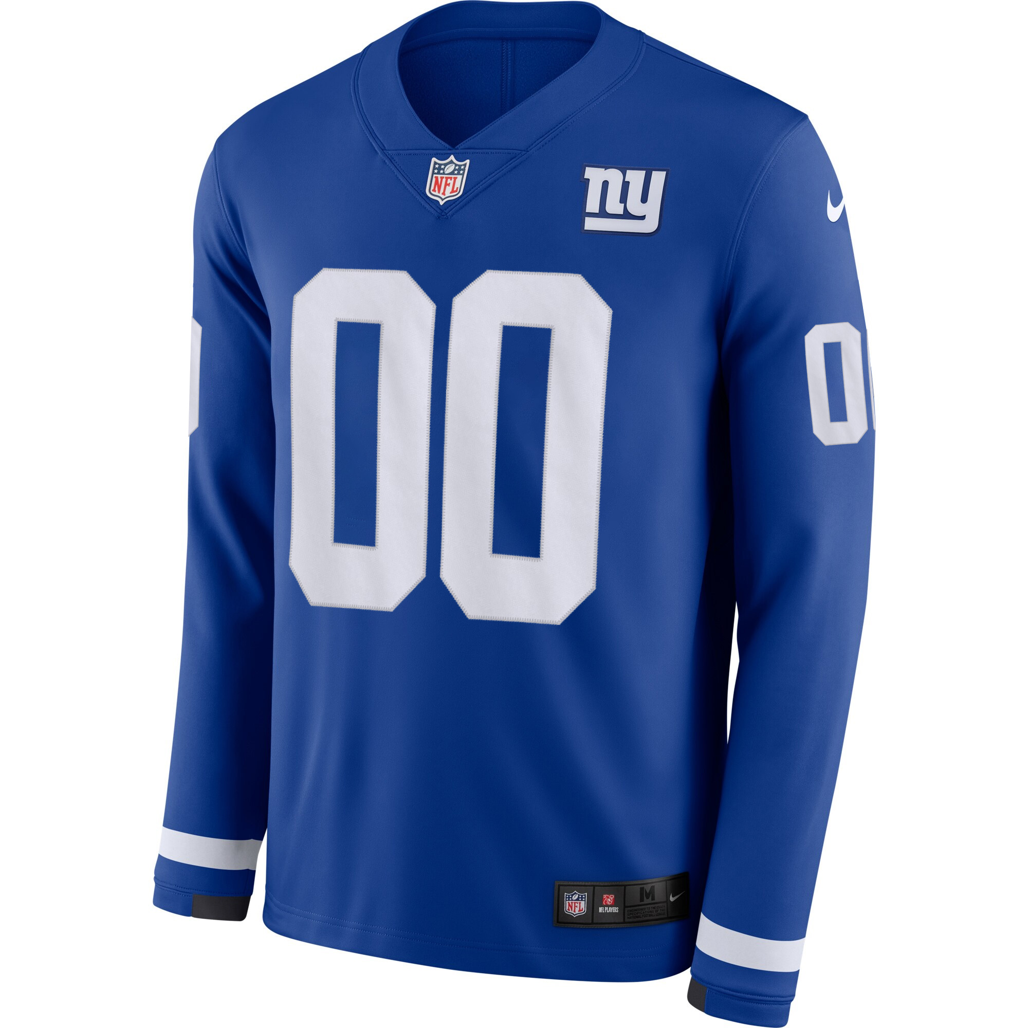 Custom New York Giants Royal Therma Long Sleeve Jersey - All Stitched - Image 2