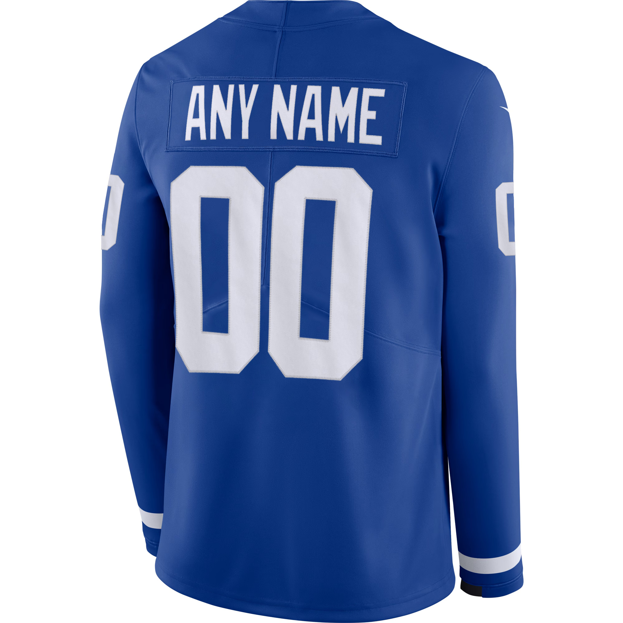 Custom New York Giants Royal Therma Long Sleeve Jersey - All Stitched - Image 3