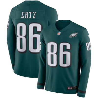 Zach Ertz Philadelphia Eagles Midnight Green Therma Long Sleeve Jersey - All Stitched