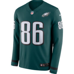 Alternative view of Zach Ertz Philadelphia Eagles Midnight Green Therma Long Sleeve Jersey - All Stitched