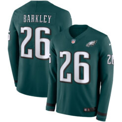 Saquon Barkley Philadelphia Eagles Midnight Green Therma Long Sleeve Jersey - All Stitched