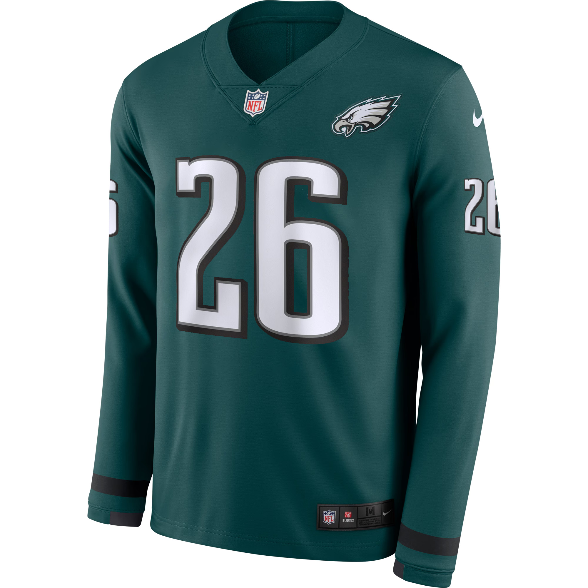 Saquon Barkley Philadelphia Eagles Midnight Green Therma Long Sleeve Jersey - All Stitched - Image 2