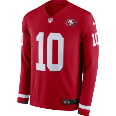 Alternative view of Jimmy Garoppolo San Francisco 49ers Scarlet Therma Long Sleeve Jersey - All Stitched
